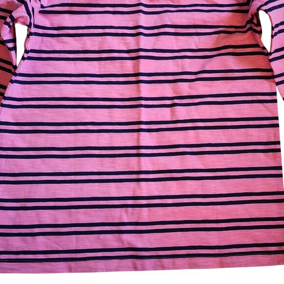 Joe Fresh Womens Knit Top Size M Pink Navy 3/4 Raglan Sleeve Button Shoulder - Picture 11 of 11